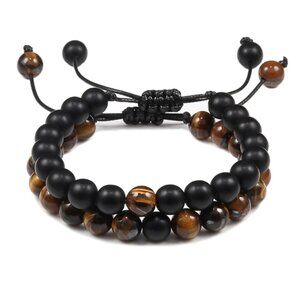 Natural Stone Beads Men 2 Piece Set Bracelet